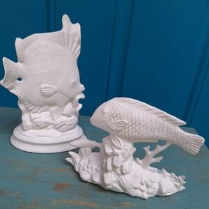Chalkware Fish Unpainted Naked Fish Art Ocean Nautical Artist Craft Chalk Ware 2